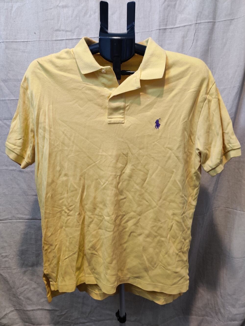 Vintage Polo Ralph Lauren Polo Shirt Men's Size Medium Yellow Golf Shirt Sleeve